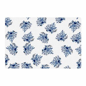 Jennifer Rizzo Garden Flowers Floral White/Blue Area Rug
