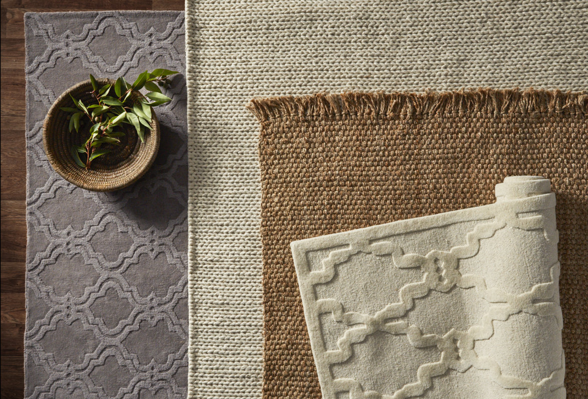 Mercury Row Dunfee Chunky HandWoven Wool Off White Area Rug & Reviews