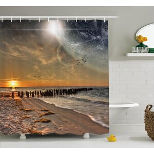 Space Magical Solar Eclipse Shower Curtain