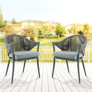Patio Dining Chairs You Ll Love Wayfair Mukul Patio Dining Chair With Cushion Set Of 2