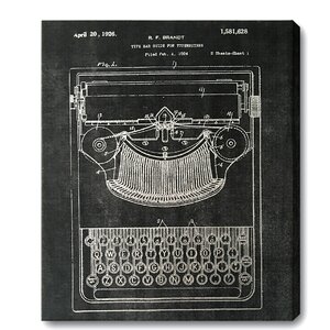 Typewriter Graphic Art on Wrapped Canvas