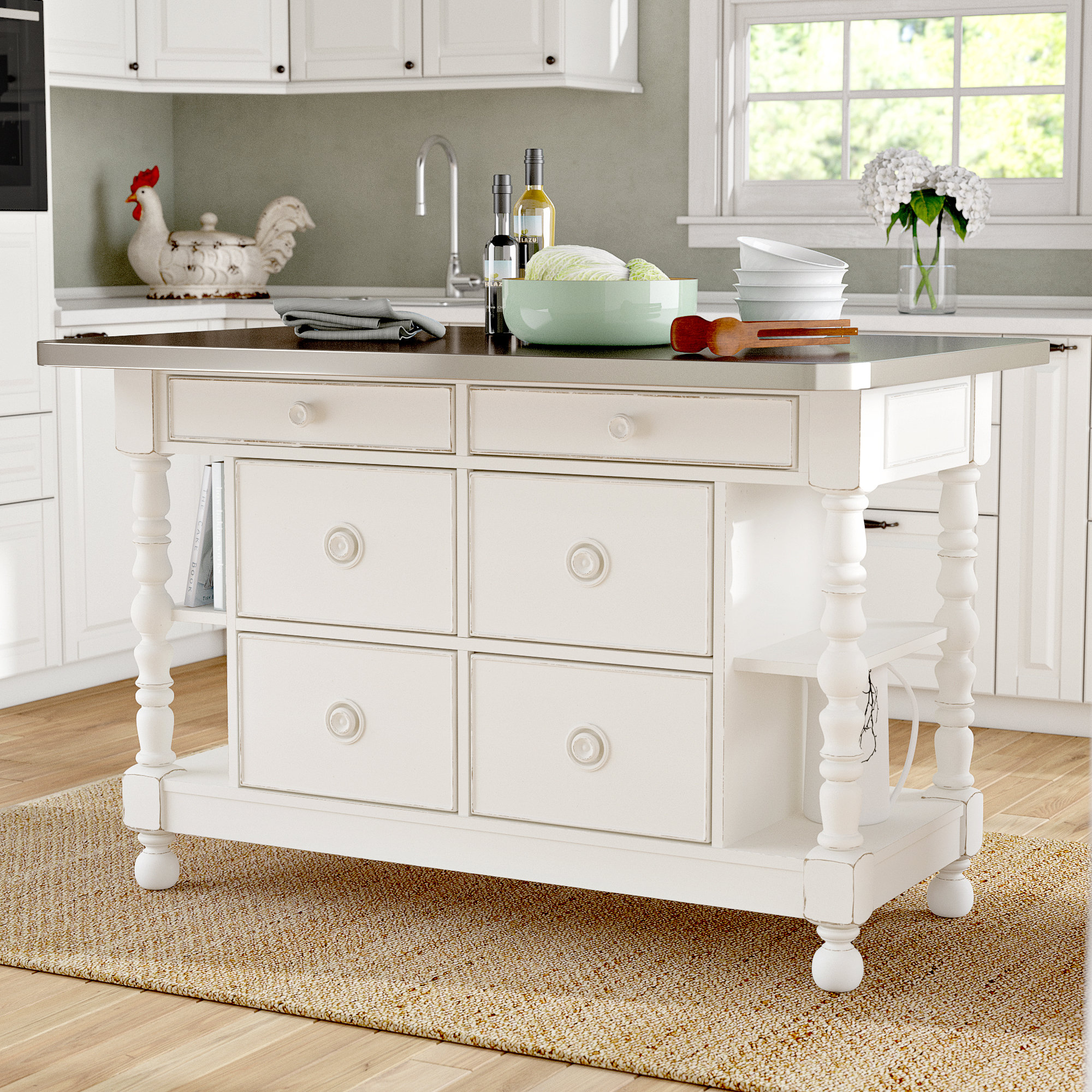August Grove Tennille Kitchen Island With Stainless Steel Top August Grove Tennille Kitchen Island With Stainless Steel Top Reviews Wayfair