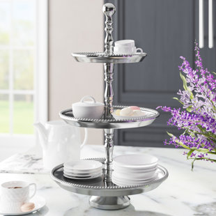 Galvanized Three Tier Stand Wayfair Clarktown Three Tier Beaded Aluminum Tiered Stand