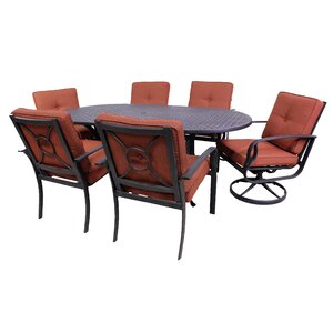 Waynesburg Oval 7 Piece Dining Set with Cushions (Set of 7)