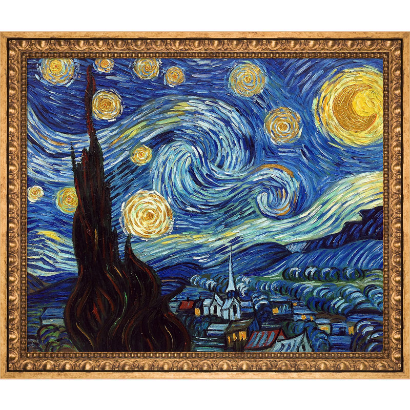 La Pastiche 'Starry Night' by Vincent Van Gogh Framed Hand ...