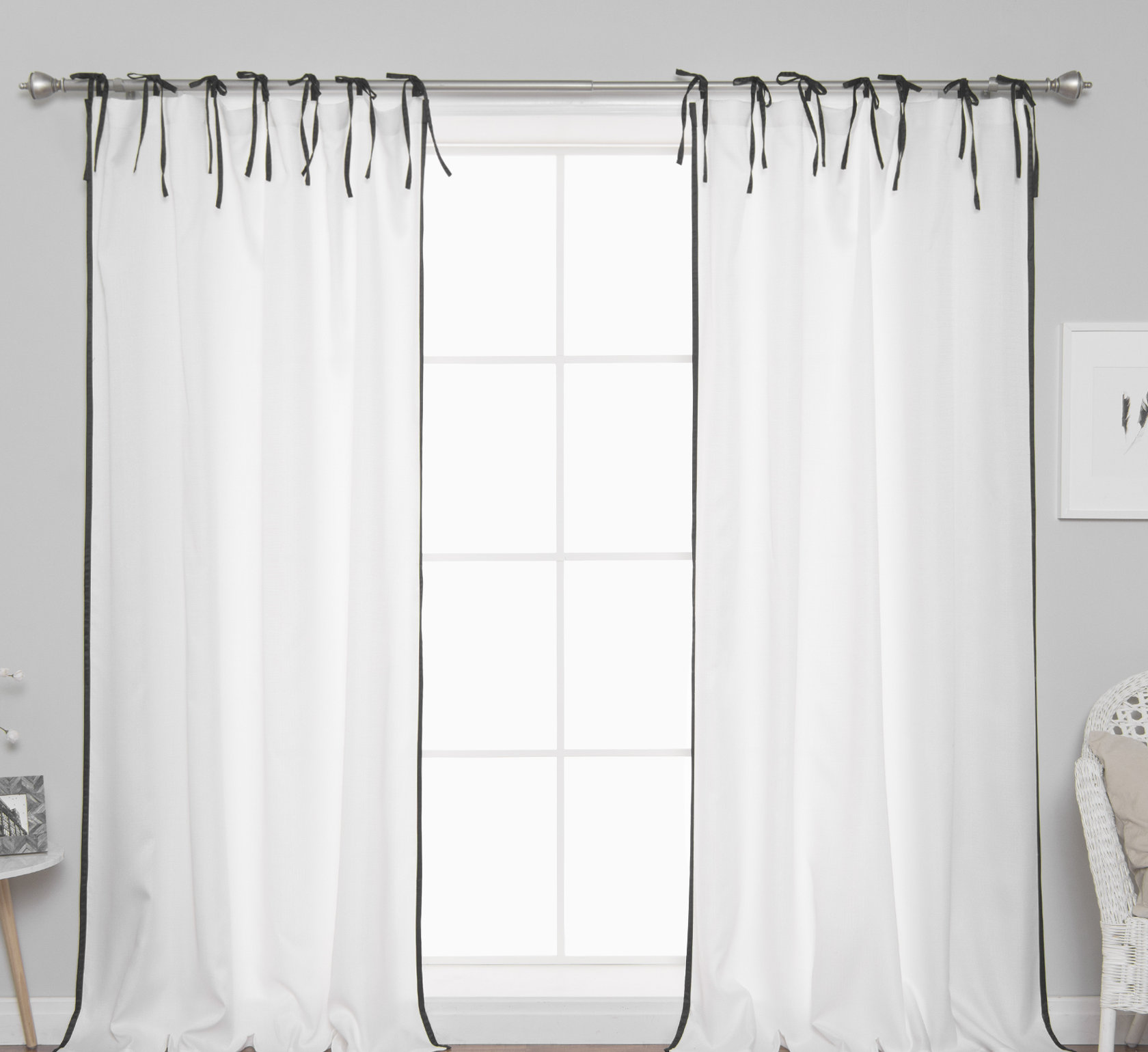 Rosdorf Park Quinnes Border Tie Top Curtain Panels Wayfair