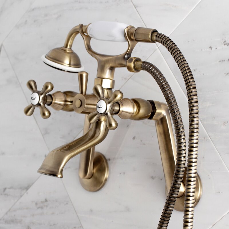 Double Handle Wall Mounted Clawfoot Tub Faucet