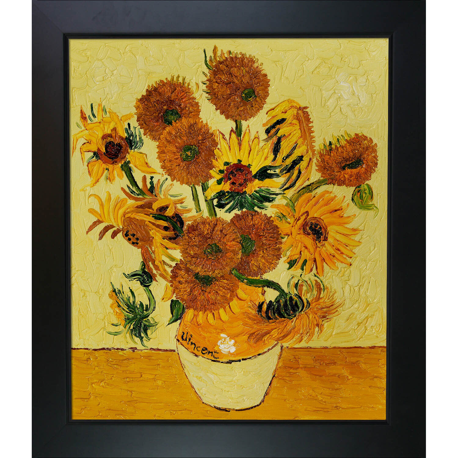 Tori Home Vase With Fifteen Sunflowers By Vincent Van Gogh Framed