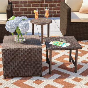 Agamemnon 3 Piece Wicker Side Table Set