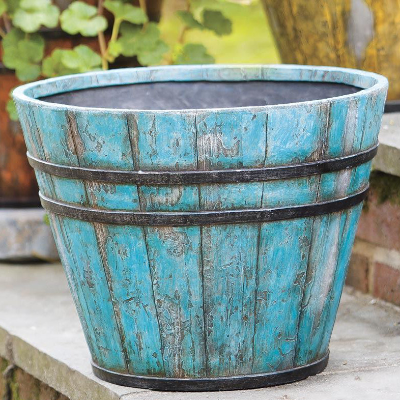 Plow & Hearth Resin Barrel Planter & Reviews Wayfair