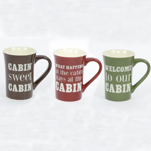 Comet 3 Piece Stoneware Cabin Sayings Mug Set