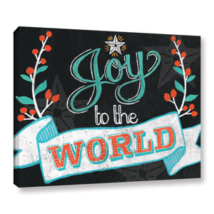 Joy to the World Black Textual Art on Wrapped Canvas