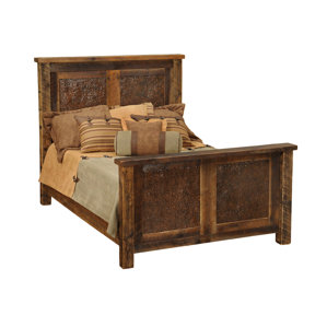 Barnwood Copper Inset Panel Bed by Fir..