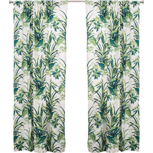 Bermuda Nature/Floral Semi-Sheer Rod Pocket Single Curtain Panel