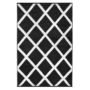 Lightweight Reversible Black/White Indoor/Outdoor Area Rug