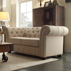 Minnie Button Tufted Chesterfield Loveseat by Three Posts