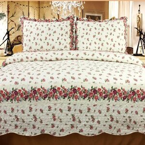 Rose Chic 3 Piece Reversible Quilt Set