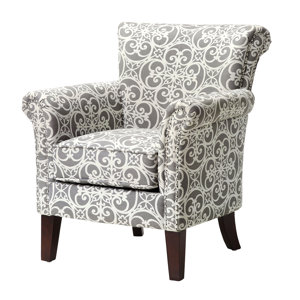 Olson Accent Club Chair with Arms Upholstered Silver Nail Head