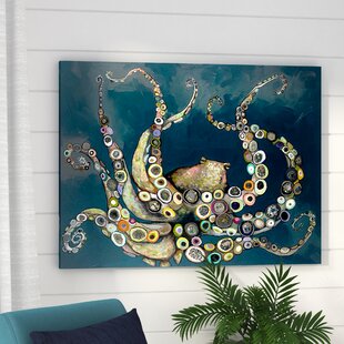 Gold Black Frame Word Kitchen Wall Art Framed octopus in the navy blue sea framed on canvas
