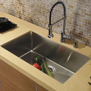 VIGO 23 inch Undermount Single Bowl 16 Gauge Stainless Steel Kitchen Sink with Lincroft Stainless Steel Faucet, Grid, Stra...