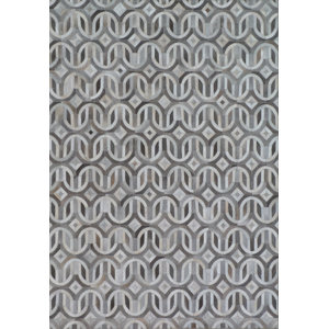 Natural Hide, Leather, Ivory/Silver/Multi (8'x11') Area Rug