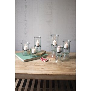 3 Piece Hand-blown Glass/Metal Votive Holder Set