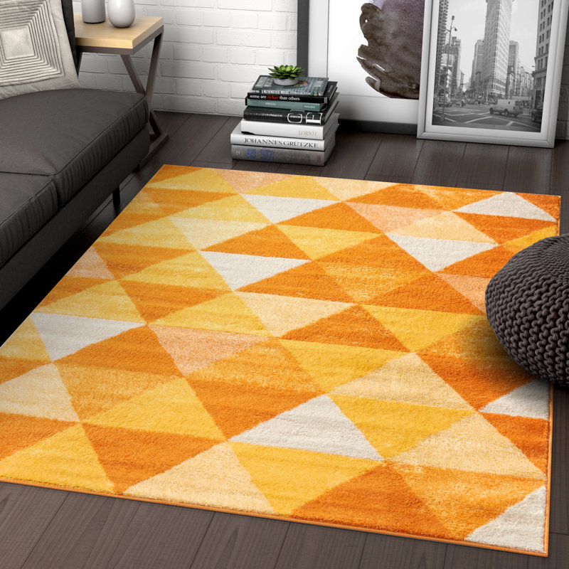 Wrought Studio Dumas Geometric Triangle Orange/Yellow Rug Wayfair.co.uk