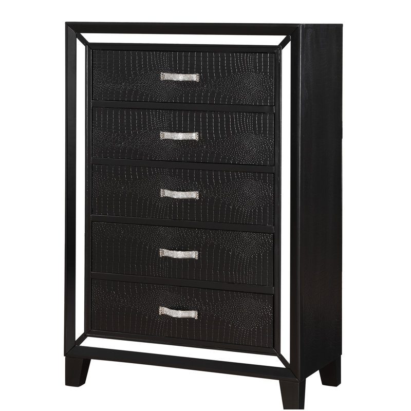 Everly Quinn Mulki Mirrored 5 Drawer Chest Wayfair Mulki Mirrored 5 Drawer Chest