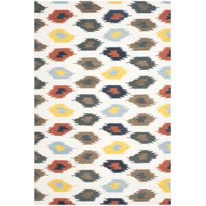 Dhurries Cotton/Wool Ivory Area Rug