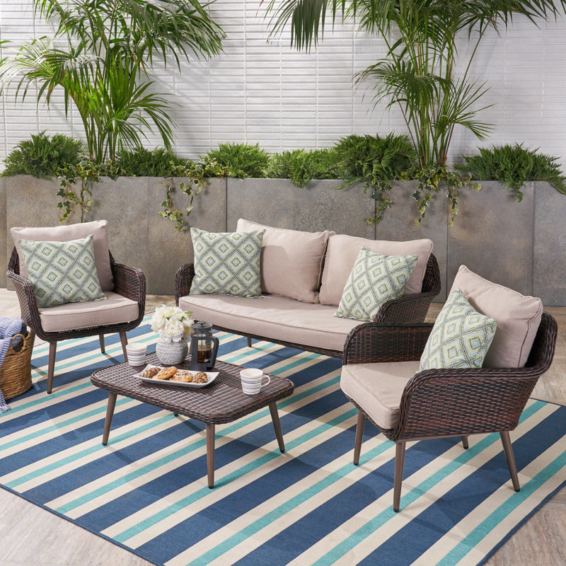 Ivy Bronx Frankfort Outdoor Rattan Sofa Set With Cushions Reviews Frankfort Outdoor Rattan Sofa Set With Cushions