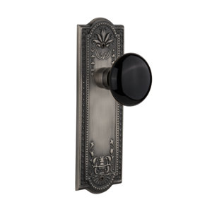 Black Porcelain Passage Door Knob with Meadows Plate