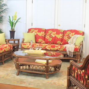 Nadine Jasmine Antique Stripe Sofa by South Sea Rattan