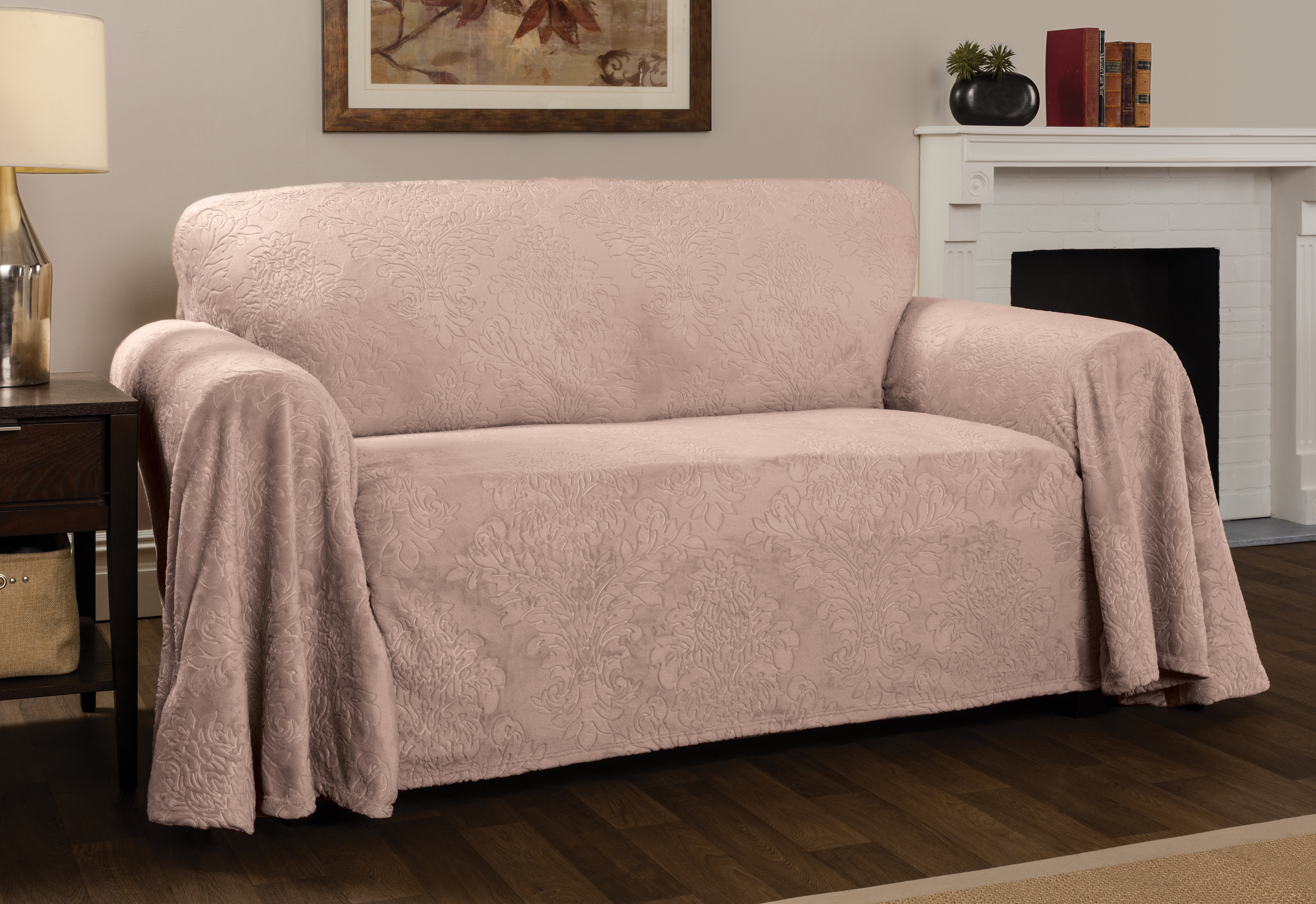 Winston Porter Plush Damask Throw Sofa Slipcover Wayfair Our Sites