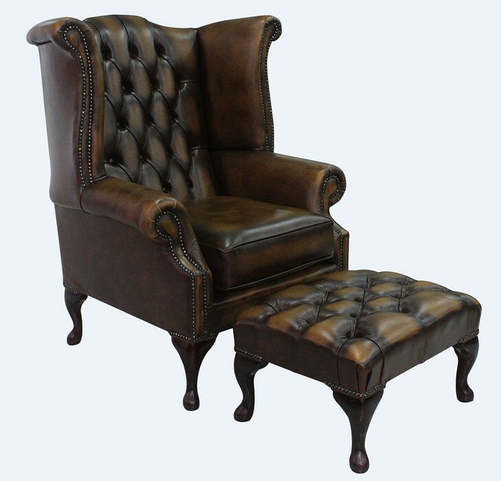 Ophelia & Co. Childress Leather Queen Anne Wingback Chair ...