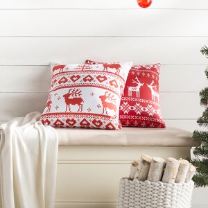 Christmas Red Deer Indoor/Outdoor Throw Pillow