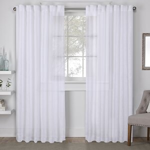 Leon Solid Sheer Tab Top Curtain Panels (Set of 2)