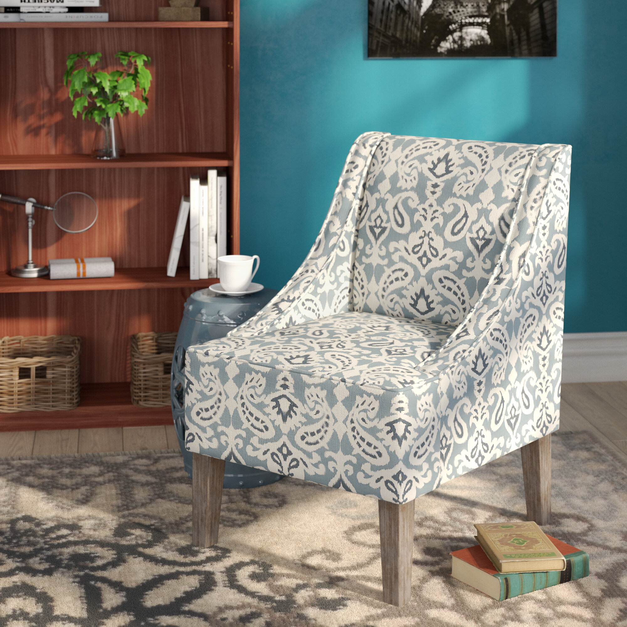 Andover Mills Geometric Hardwood Frame Slipper Chair Reviews Wayfair