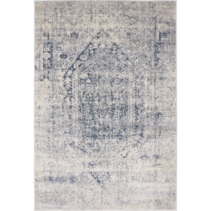 Abbeville Gray/Dark Blue Area Rug