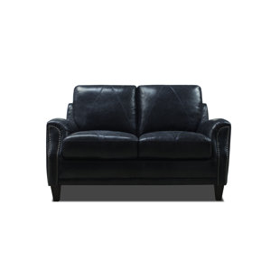 Navy Blue Leather Loveseat Wayfair Quickview