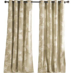 Plumville Nature/Floral Semi-Sheer Grommet Single Curtain Panel