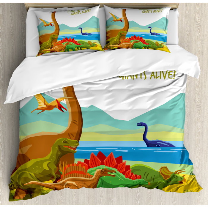 Ambesonne Dinosaur Duvet Cover Set Reviews Wayfair Ca Dinosaur Duvet Cover Set