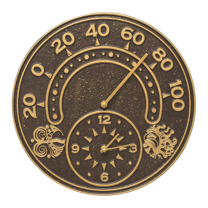 Whitehall Products Sun And Wind 14 Indoor Outdoor Thermometer Wall Whitehall Products Sun And Wind 14 Indoor Outdoor Thermometer Wall Clock Reviews Wayfair