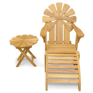 Adirondack Chair And Table Set Wayfair Veun Petals Adirondack Chair With Ottoman Table Set Of 3