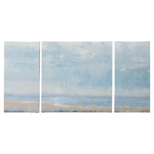 Shoreline View Textured 3 Piece Painting Print on Wrapped Canvas Set