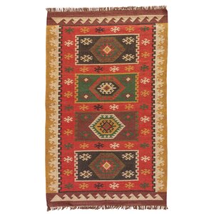 Addre Hand-Woven Red/Yellow Area Rug