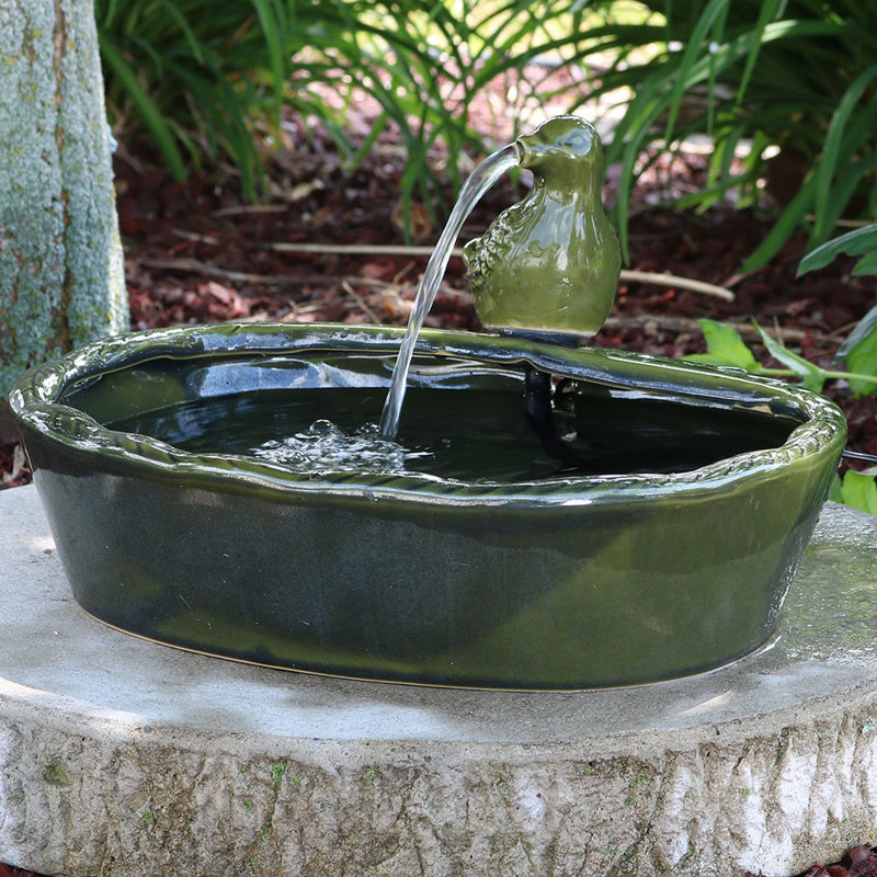 Alcott Hill Ayla Ceramic Solar Glazed Dove Water Fountain & Reviews