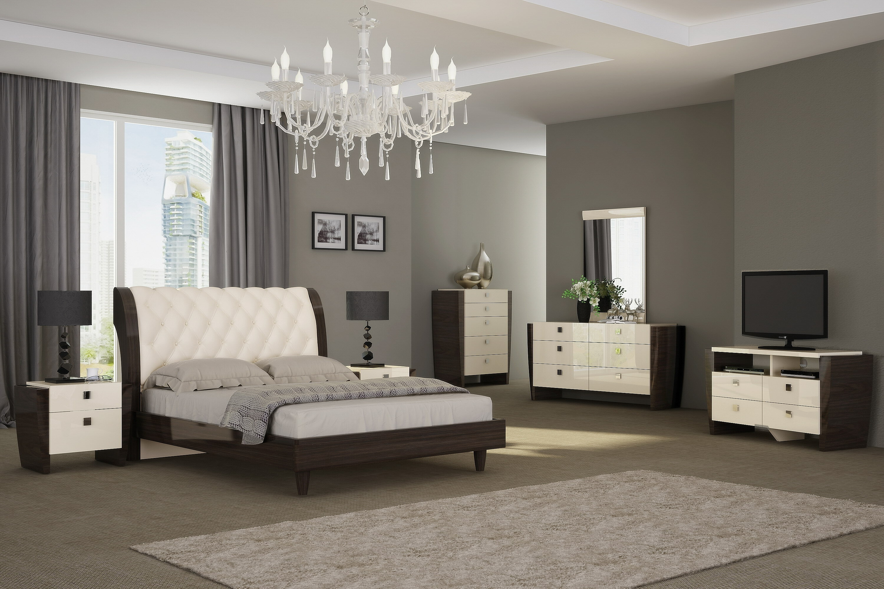 modern tufted bedroom sets