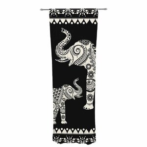 Famenxt Ornamental Indian Elephant Digital Decorative Graphic Print Sheer Rod Pocket Curtain Panels (Set of 2)