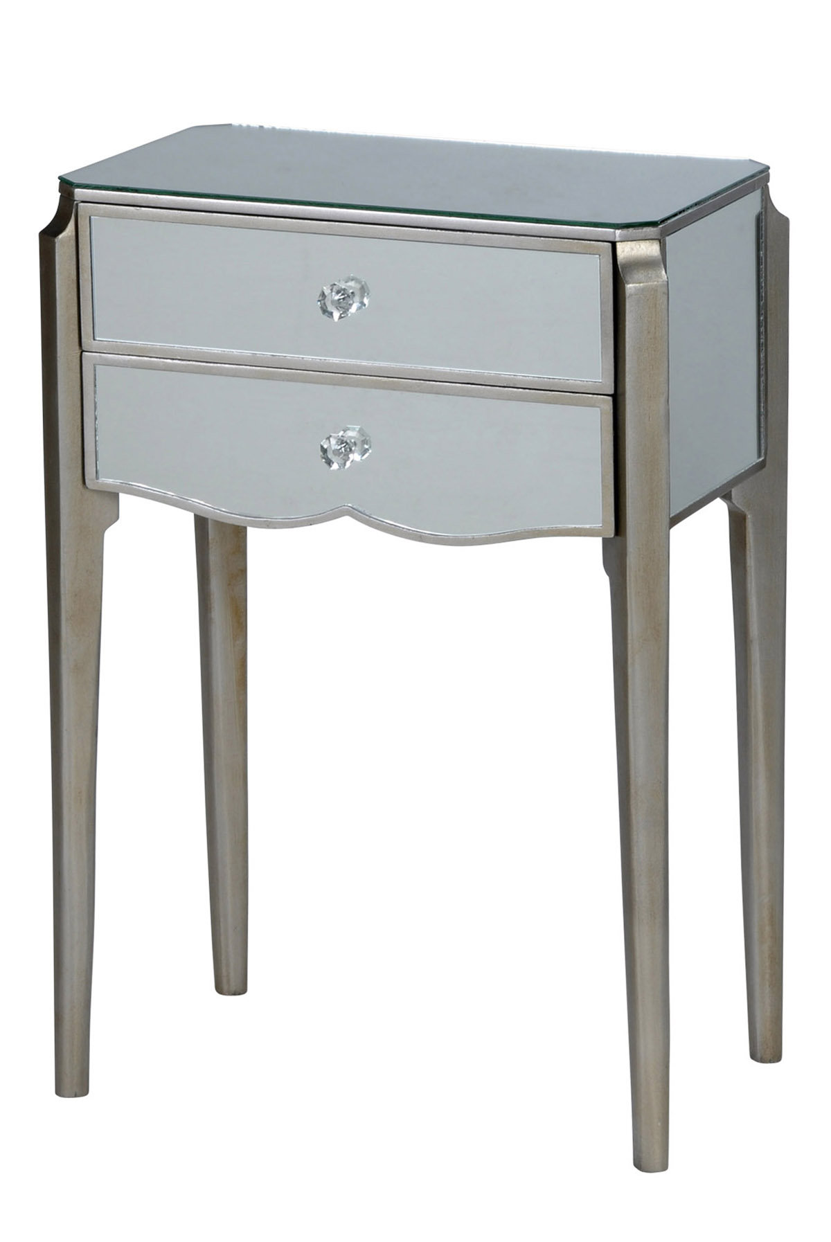 House Of Hampton Monteleone 2 Drawer Mirrored Wood End Table With