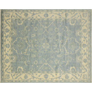 One-of-a-Kind Bellview Oriental Hand-Knotted Light Blue Area Rug